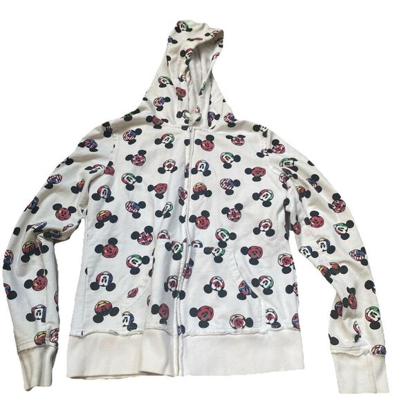 Epcot Disney Mickey Mouse White Large Full Zip Hoodie Countries - Picture 1 of 9
